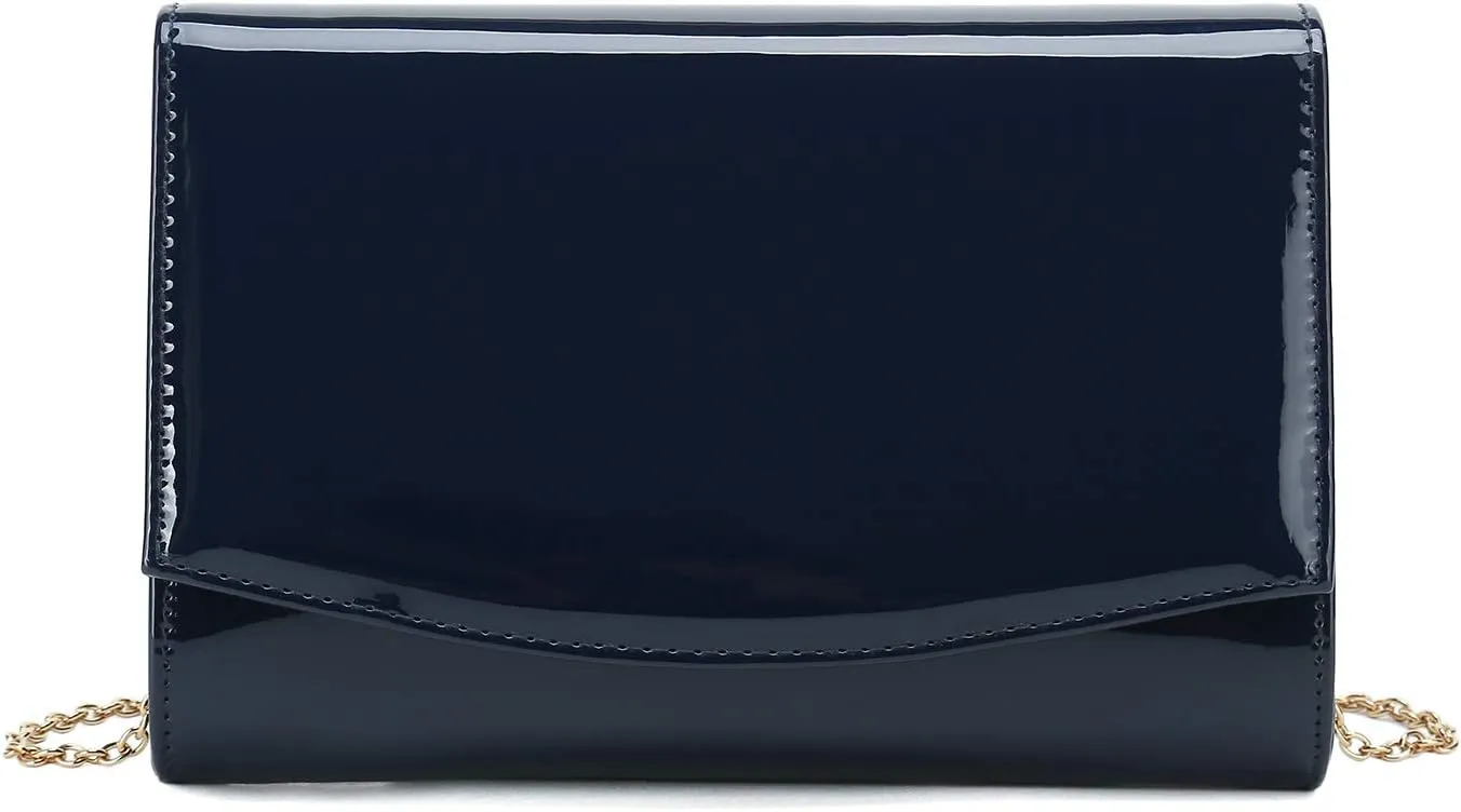 CHARMING TAILOR Patent Leather Flap Clutch Classic Elegant Evening Bag Chic Dress Purse