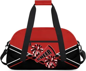 Cheer Duffel Bag Collapsible Sports Gym Bags Travel Weekender Overnight Bag for Kids Personalized Gymnastics Sleepover Bag Black Red