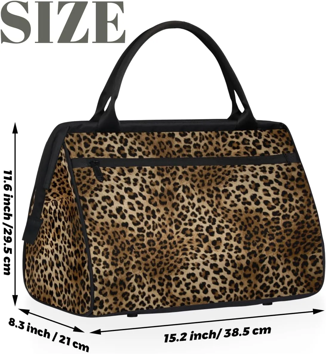 Cheetah Animal Leopard Print Weekender Overnight Bag for Women Waterproof Carry On Travel Duffle Bags with Pocket Lightweight Sports Gym Tote Bag Large Luggage Workout Personal Item Hospital Bags