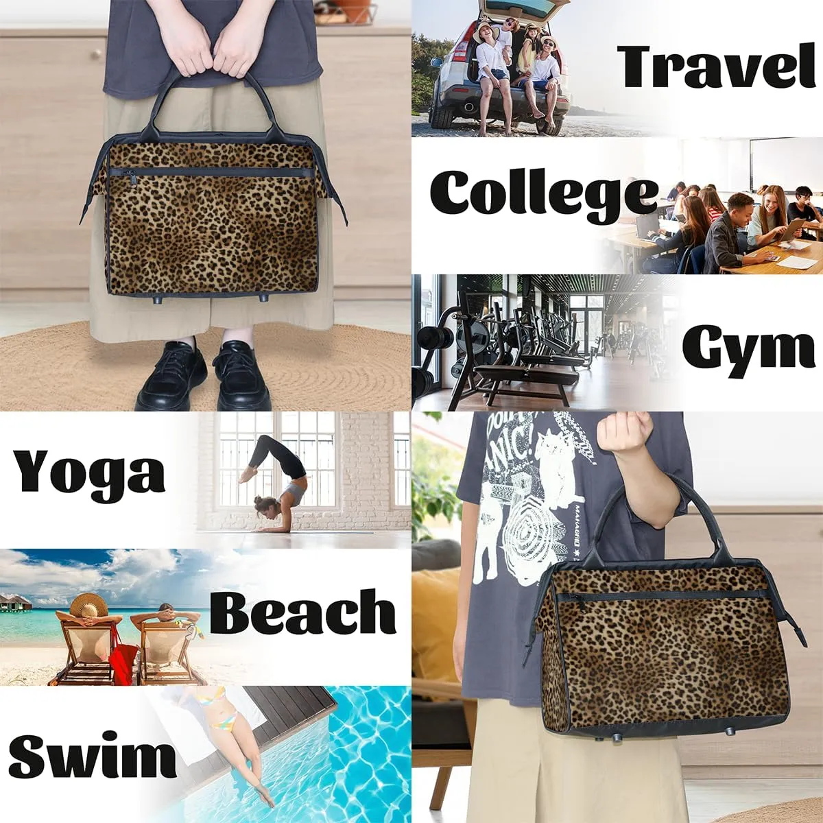 Cheetah Animal Leopard Print Weekender Overnight Bag for Women Waterproof Carry On Travel Duffle Bags with Pocket Lightweight Sports Gym Tote Bag Large Luggage Workout Personal Item Hospital Bags