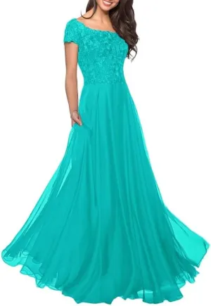 Chiffon Mother of The Bride Dresses Lace Appliques Prom Dresses 2025 A Line Elegant Formal Evening Gowns ACE165
