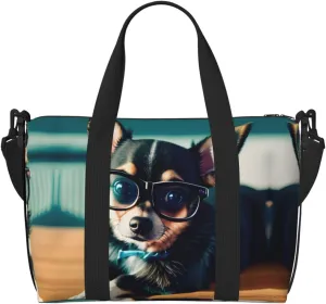 Chihuahua Dog Glasses Duffel Bags for Traveling - Lightweight Personal Item Travel Bags, Gym Bags for Men and Women