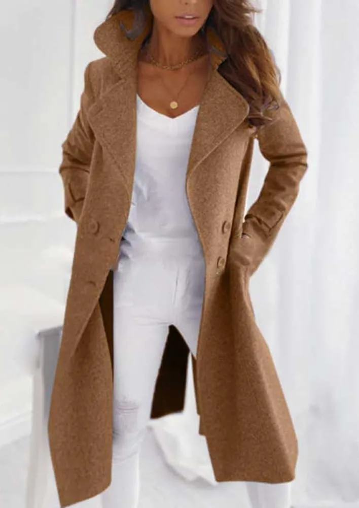 chouyatou Women's Winter Double Breasted Notch Lapel Wool Coat Business Casual Midi Long Wool Blend Overcoat