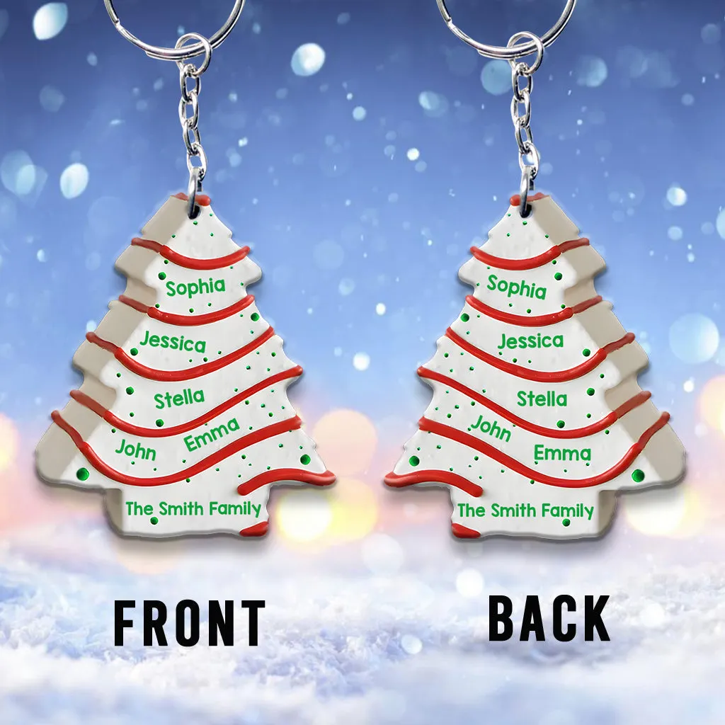 Christmas Cake Family Friends Coworkers - Personalized Family Keychain