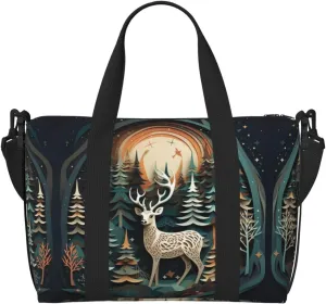 Christmas Deer print Travel Duffle Bag,Weekender Bags,Gym Duffel Bag,Luggage Duffle Overnight for Women Men