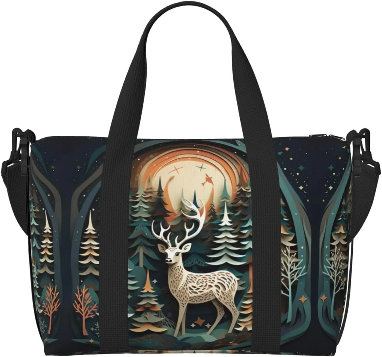 Christmas Deer print Travel Duffle Bag,Weekender Bags,Gym Duffel Bag,Luggage Duffle Overnight for Women Men