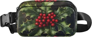 Christmas Holly Women Fanny Pack Waterproof Hip Pouch Belt Bag Designer Crossbody Waist Bag