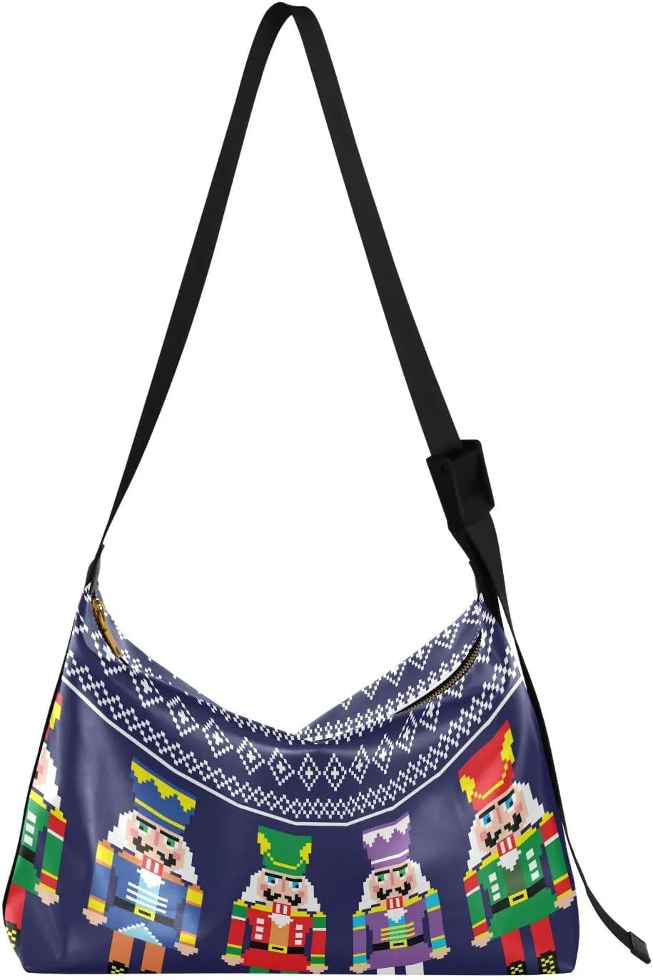 Christmas Nutcrackers Hobo Crossbody Bags for Women Leather Large Shoulder Bag Cross Body Winter Snow Trendy Womens Tote Bags Handbag for Travel Shopping