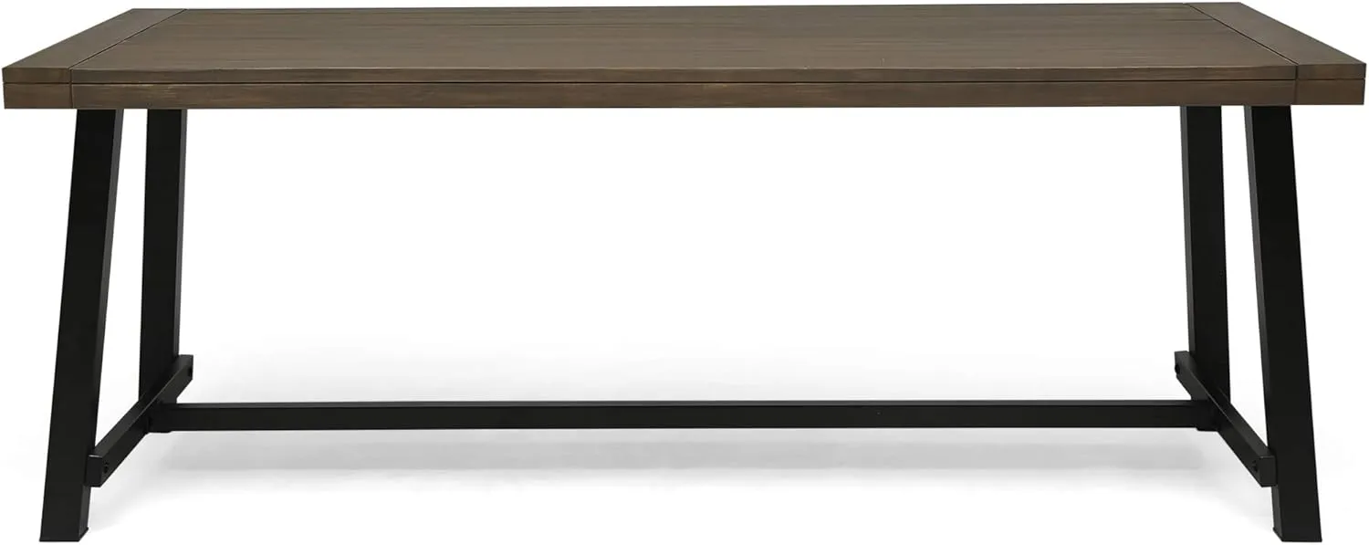 Christopher Knight Home Beau Outdoor Eight Seater Wooden Dining Table, Gray and Black Finish