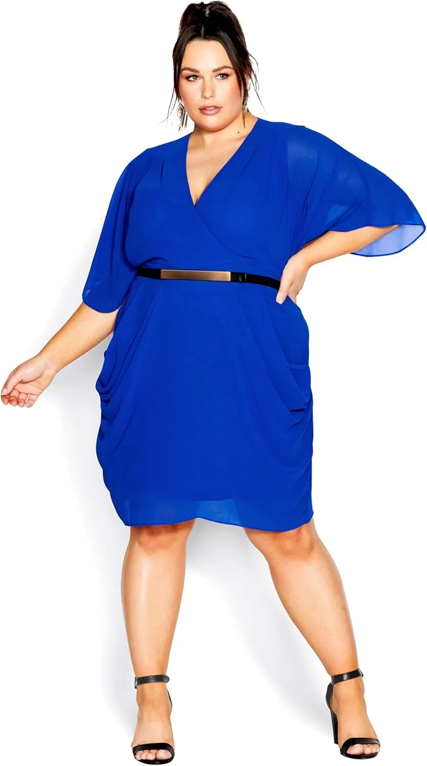City Chic Women's Plus Size Draped Faux Wrap Dress