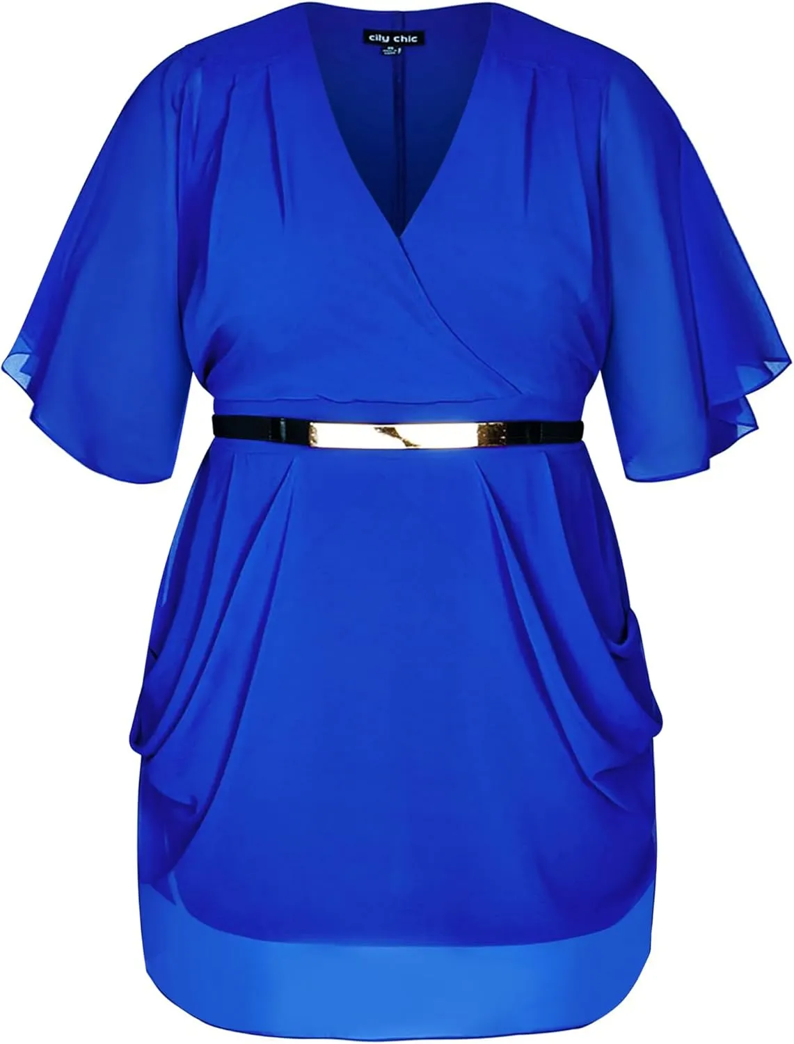 City Chic Women's Plus Size Draped Faux Wrap Dress