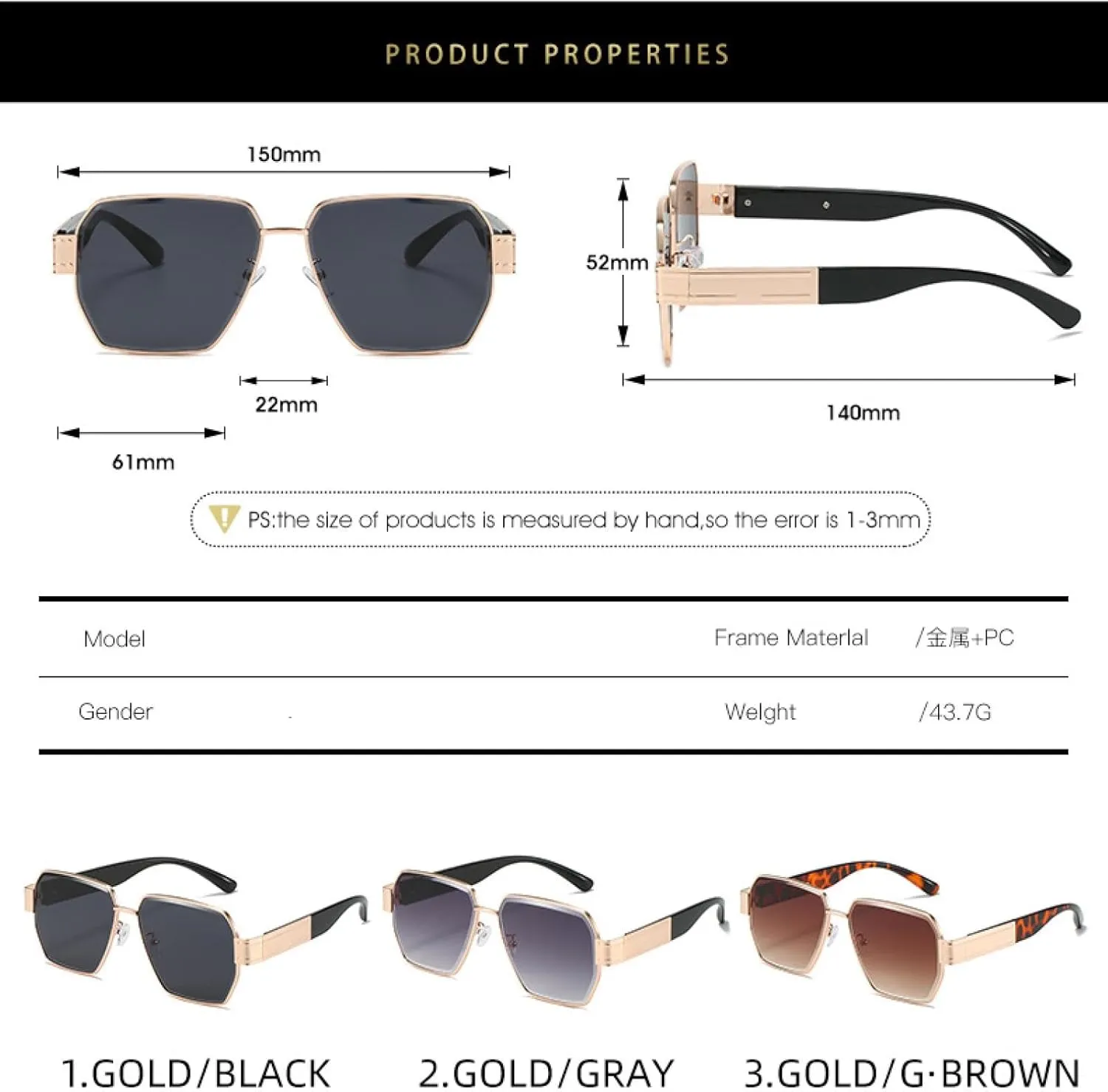 Classic Sunglasses Women Men Fashion Luxury Big Frame Sun Glasses Vintage Travel Driving Shades Uv400
