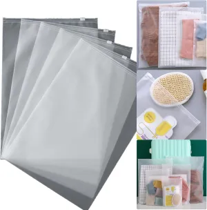 Clear Frosted PE Self-Sealing Zipper Bags, 8" x 11" / 20 x 28 cm, 50 Count, Ideal for Clothing, Travel, and Storage