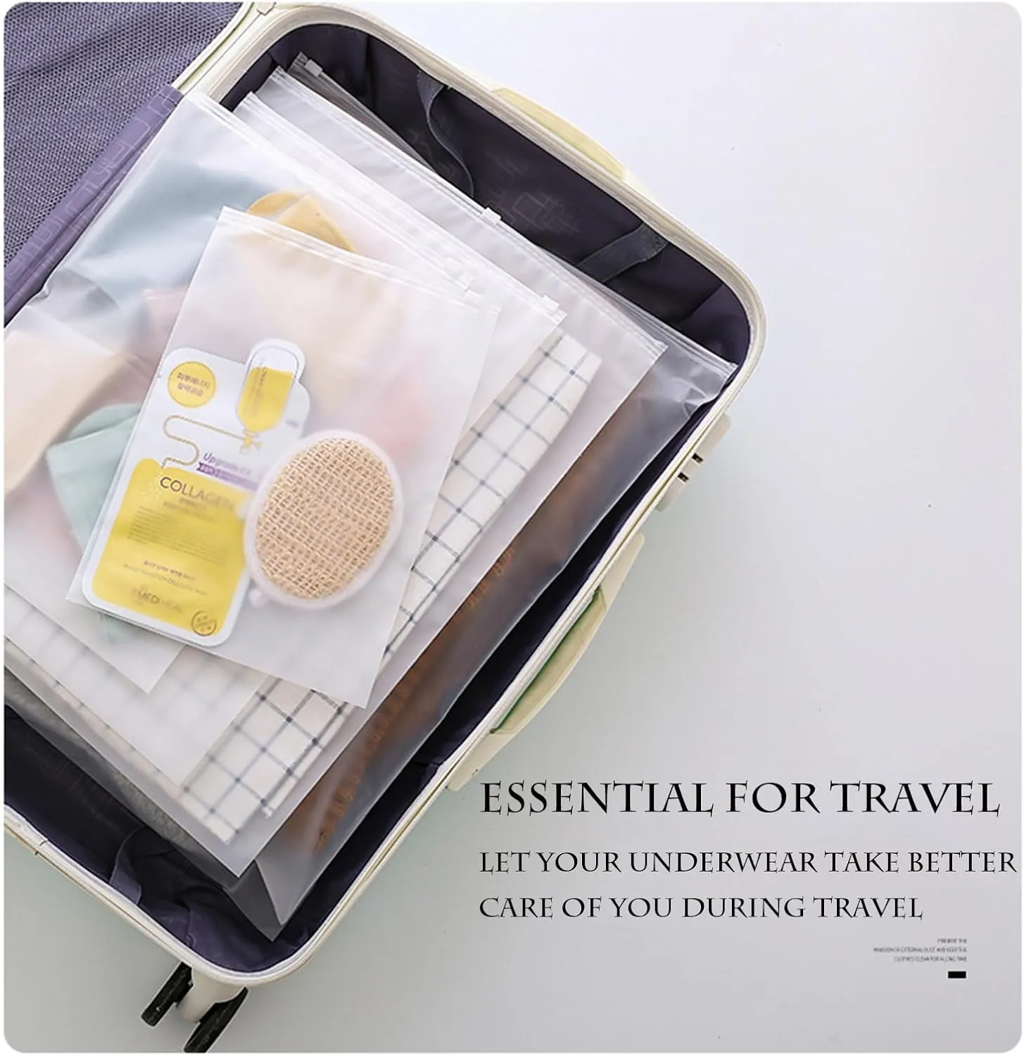 Clear Frosted PE Self-Sealing Zipper Bags, 8" x 11" / 20 x 28 cm, 50 Count, Ideal for Clothing, Travel, and Storage