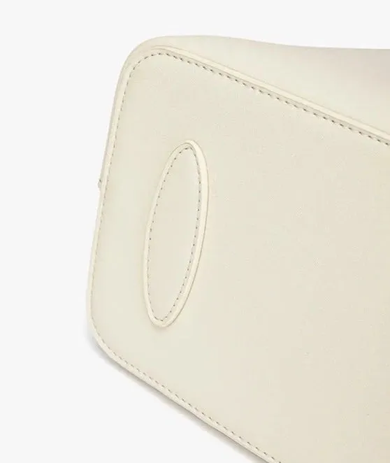 Cleopatra Leather Handbag Tote Bag for Women - Beige/Black - One Size