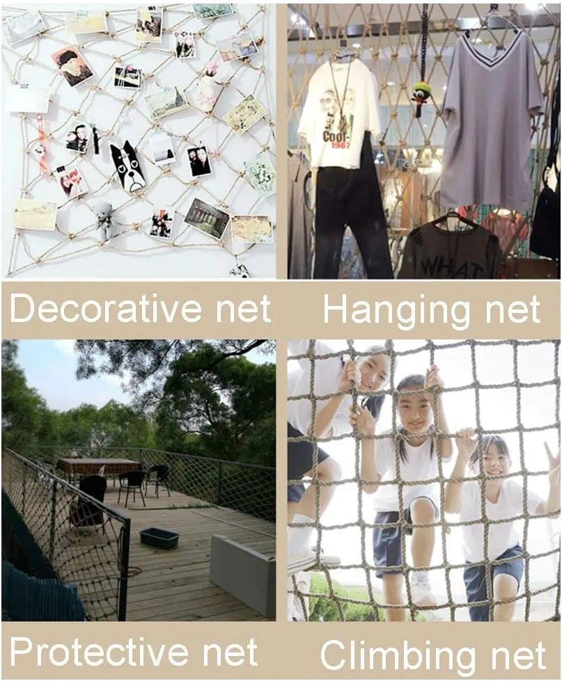 Climbing Rope Net for Playground Hemp Rope Net Hemp Safety Net Rope Truck Cargo Trailer Net Waterproof Hemp Rope Net Rope Garden Netting Ceiling Decorative Nets, dai 6mm,8mm