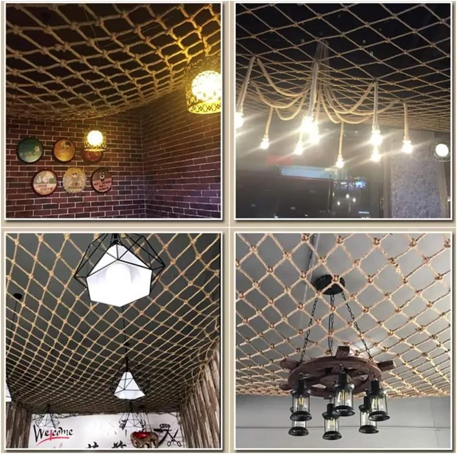 Climbing Rope Net for Playground Hemp Rope Net Hemp Safety Net Rope Truck Cargo Trailer Net Waterproof Hemp Rope Net Rope Garden Netting Ceiling Decorative Nets, dai 6mm,8mm