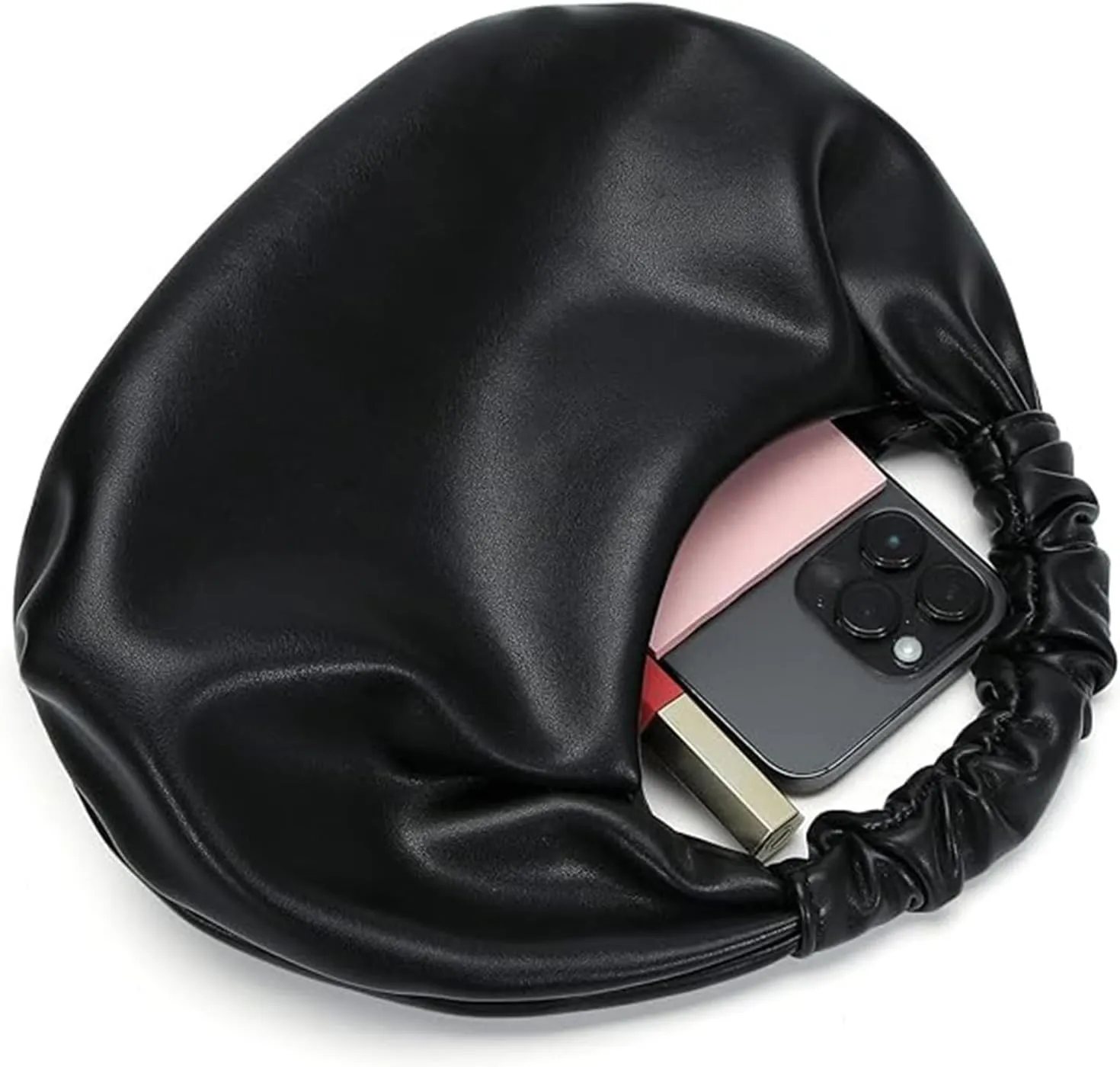 Cloud Pouch Bag Women Shoulder Handbag Soft Vegan Leather Vintage Hobo Mini Small Purses Ruched Cloud Bags