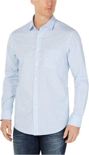 Club Room Mens Reese Dot Button Up Shirt, Blue, XX-Large