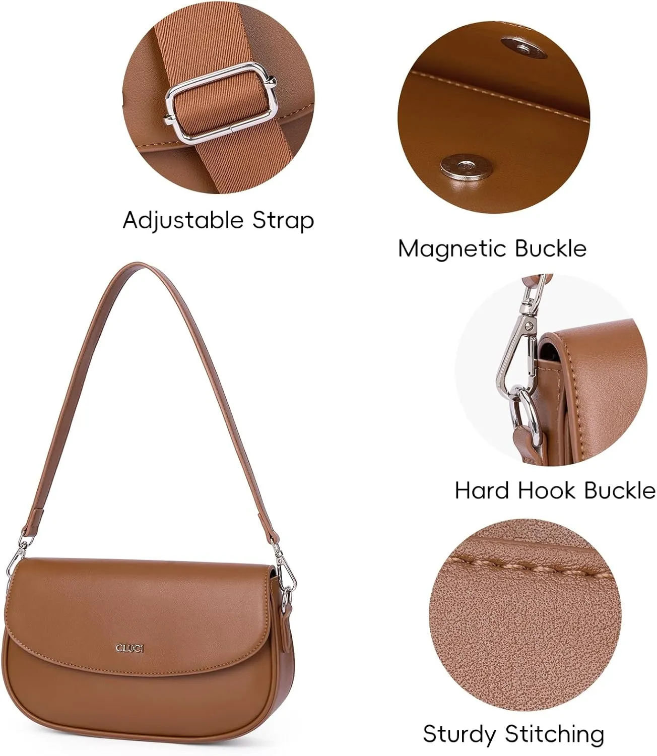 CLUCI Purses for women,Small Shoulder Bag Cute Clutch Designer tote Handbags leather crossbody bag Hobo purse