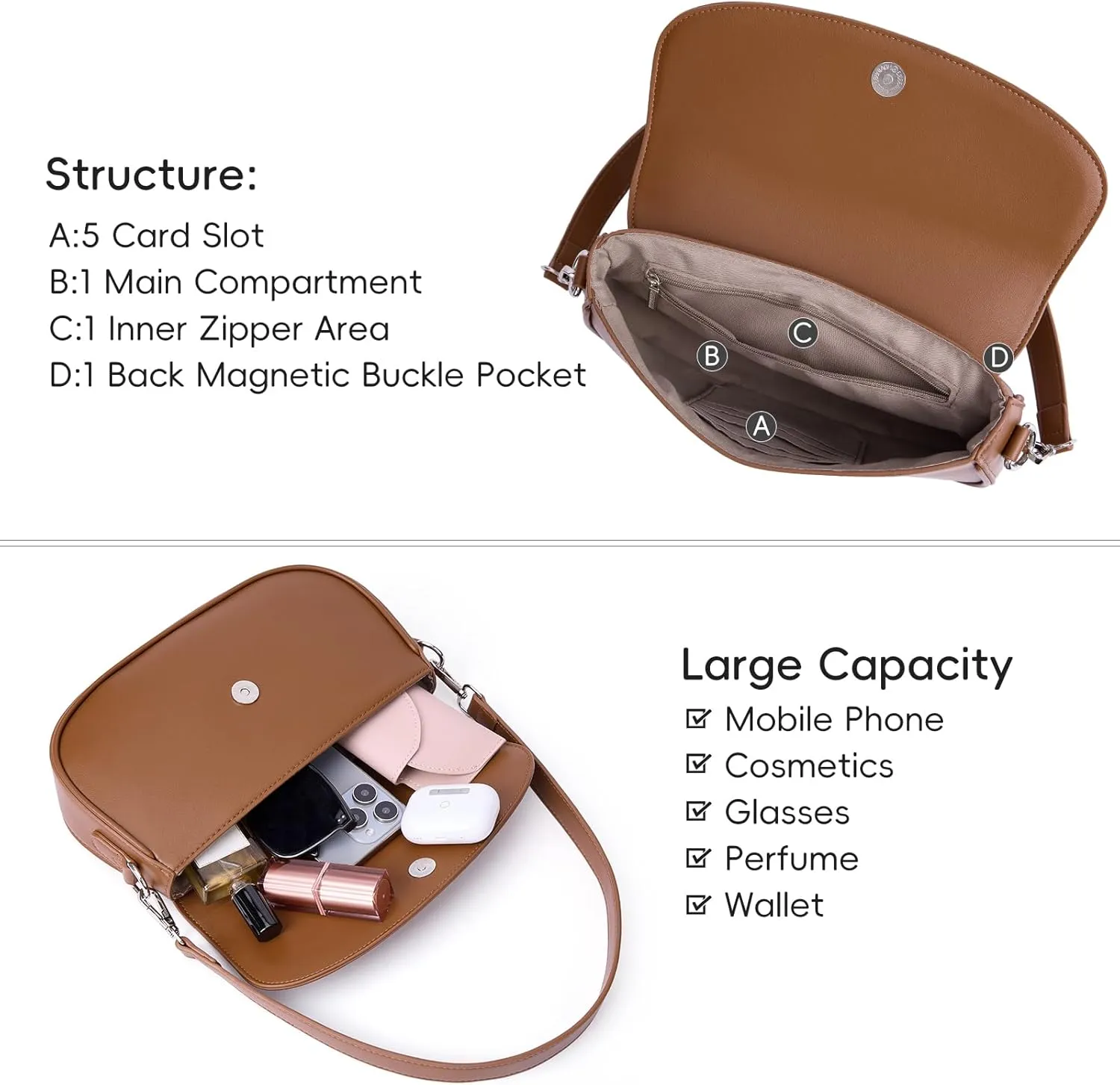 CLUCI Purses for women,Small Shoulder Bag Cute Clutch Designer tote Handbags leather crossbody bag Hobo purse