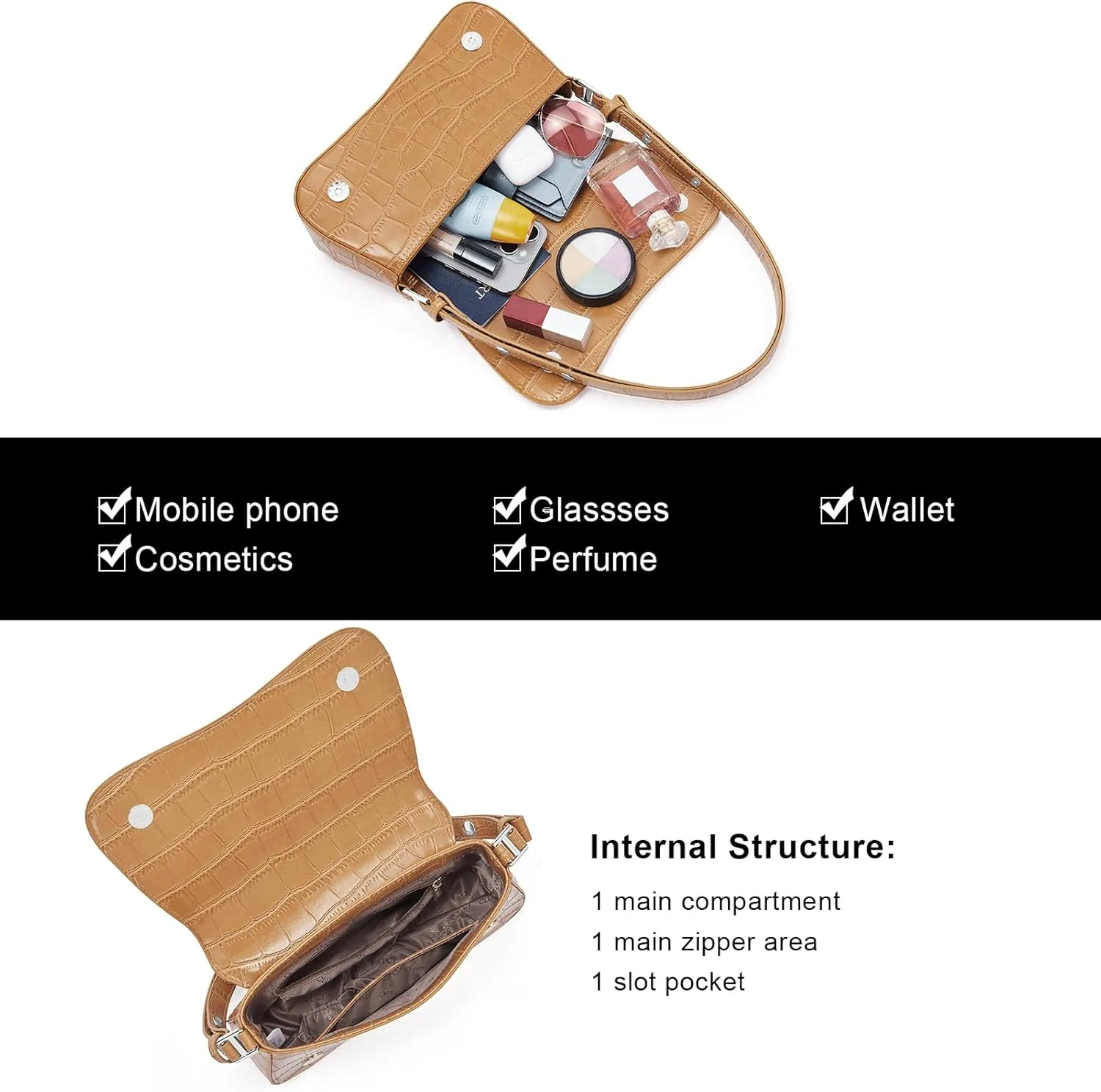 CLUCI Small Shoulder Bags,Purses for Women Vegan Leather Crossbody Handbag Clutch Hobo Purse