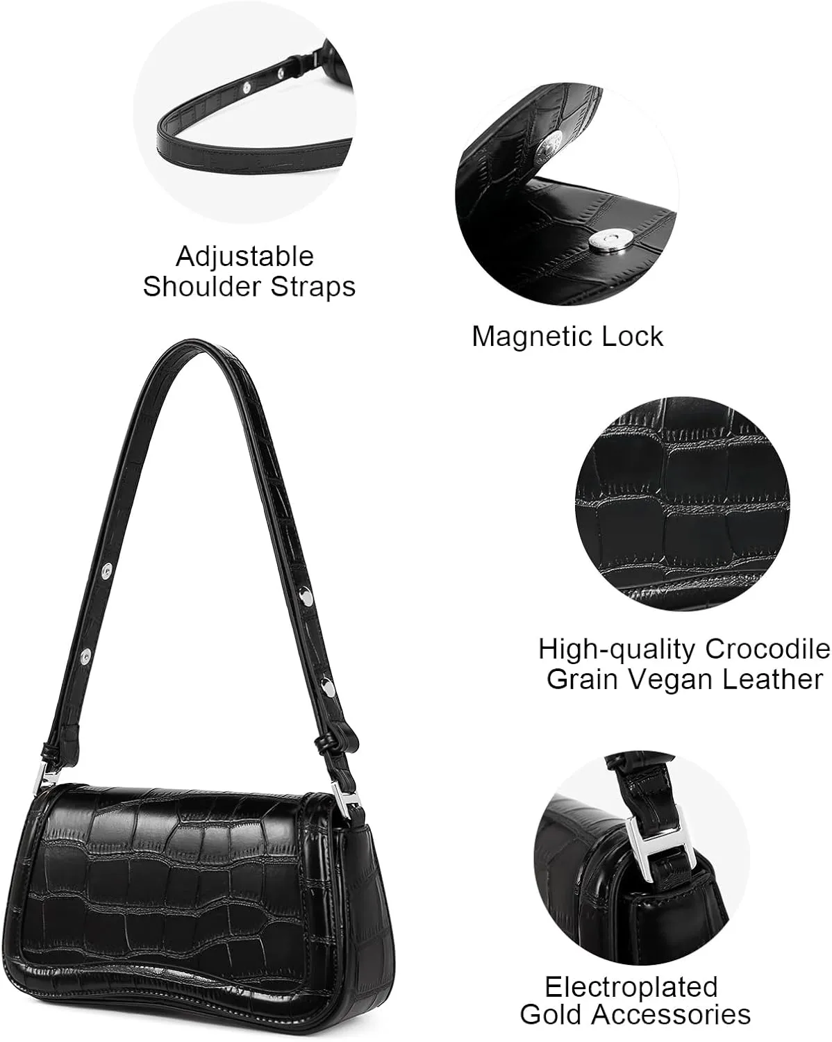 CLUCI Small Shoulder Bags,Purses for Women Vegan Leather Crossbody Handbag Clutch Hobo Purse