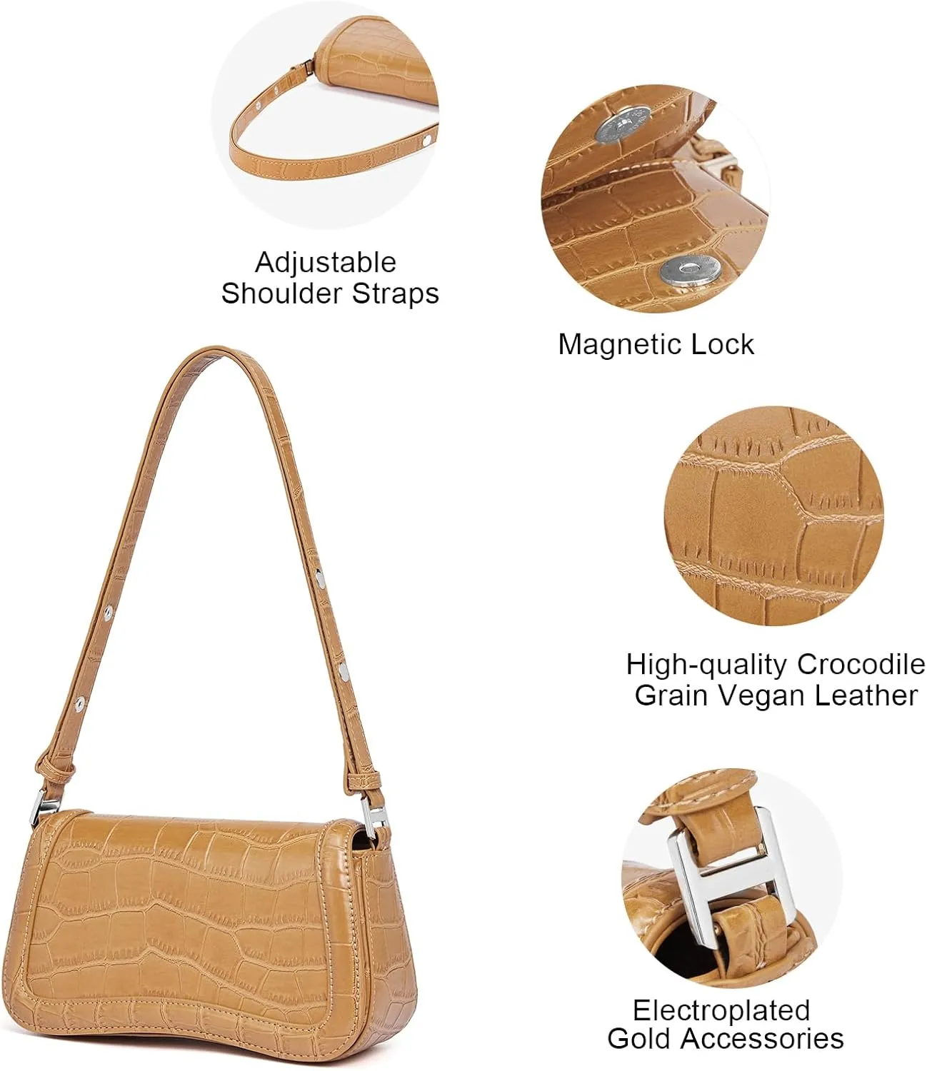 CLUCI Small Shoulder Bags,Purses for Women Vegan Leather Crossbody Handbag Clutch Hobo Purse