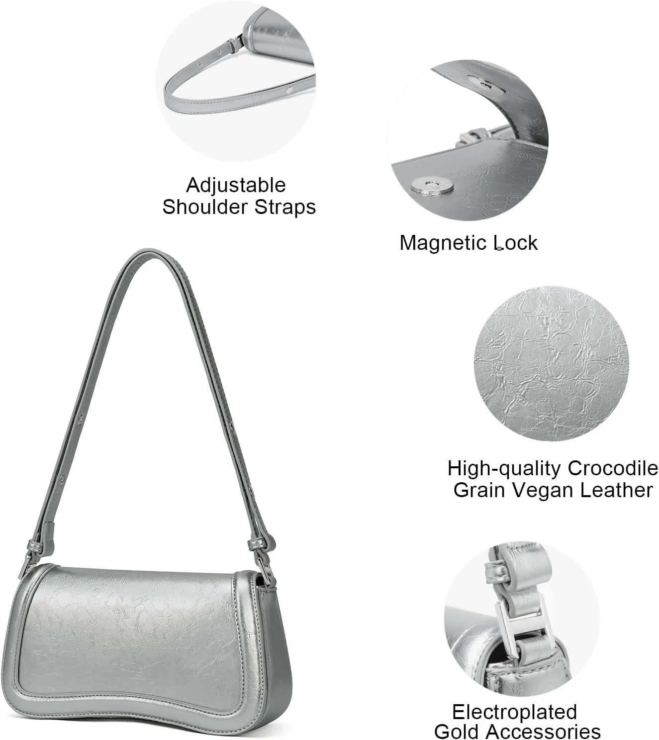 CLUCI Small Shoulder Bags,Purses for Women Vegan Leather Crossbody Handbag Clutch Hobo Purse