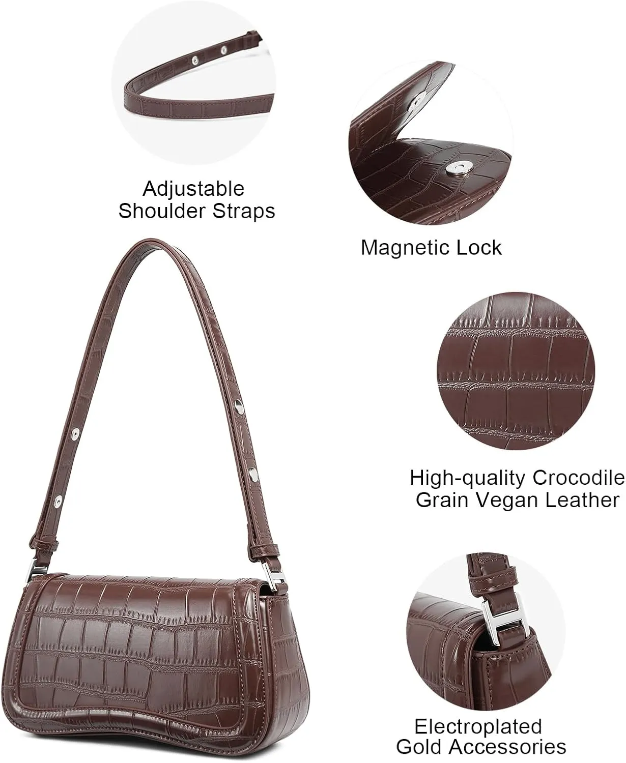 CLUCI Small Shoulder Bags,Purses for Women Vegan Leather Crossbody Handbag Clutch Hobo Purse