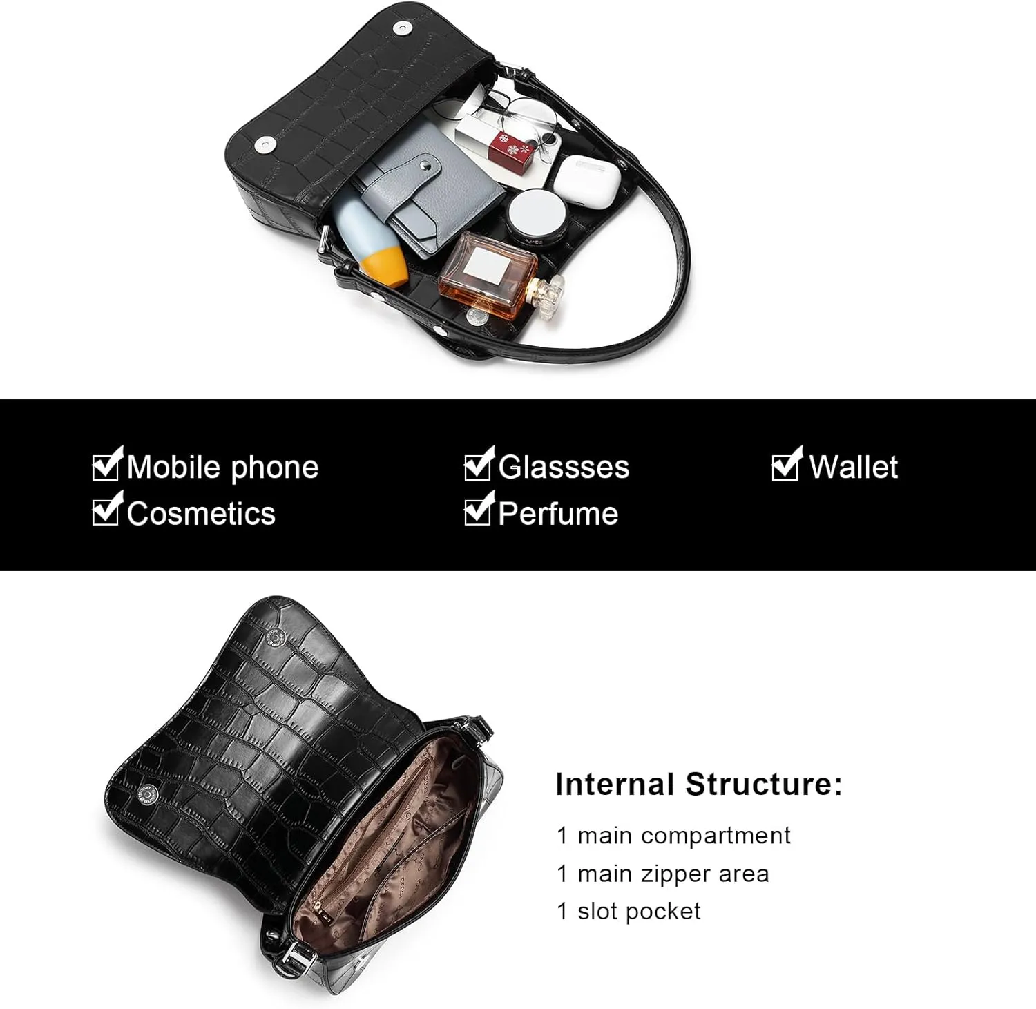CLUCI Small Shoulder Bags,Purses for Women Vegan Leather Crossbody Handbag Clutch Hobo Purse
