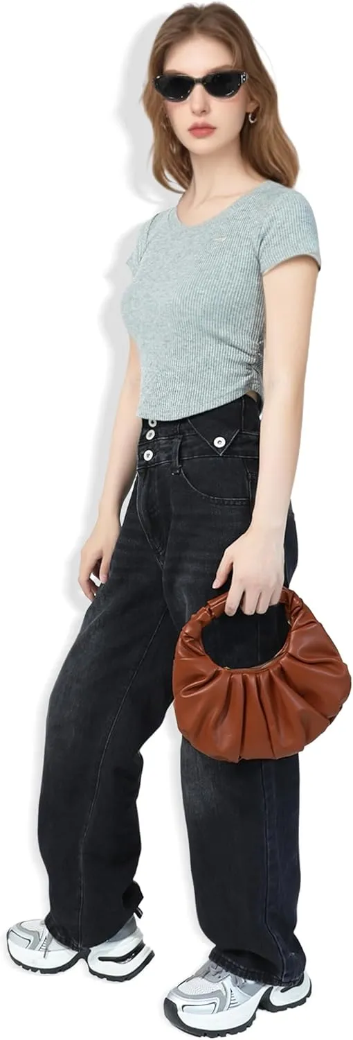 Clutch Purse for Women - Evening Clutch PU Leather Pleated Bag Designer Handbag for Party Prom Wedding