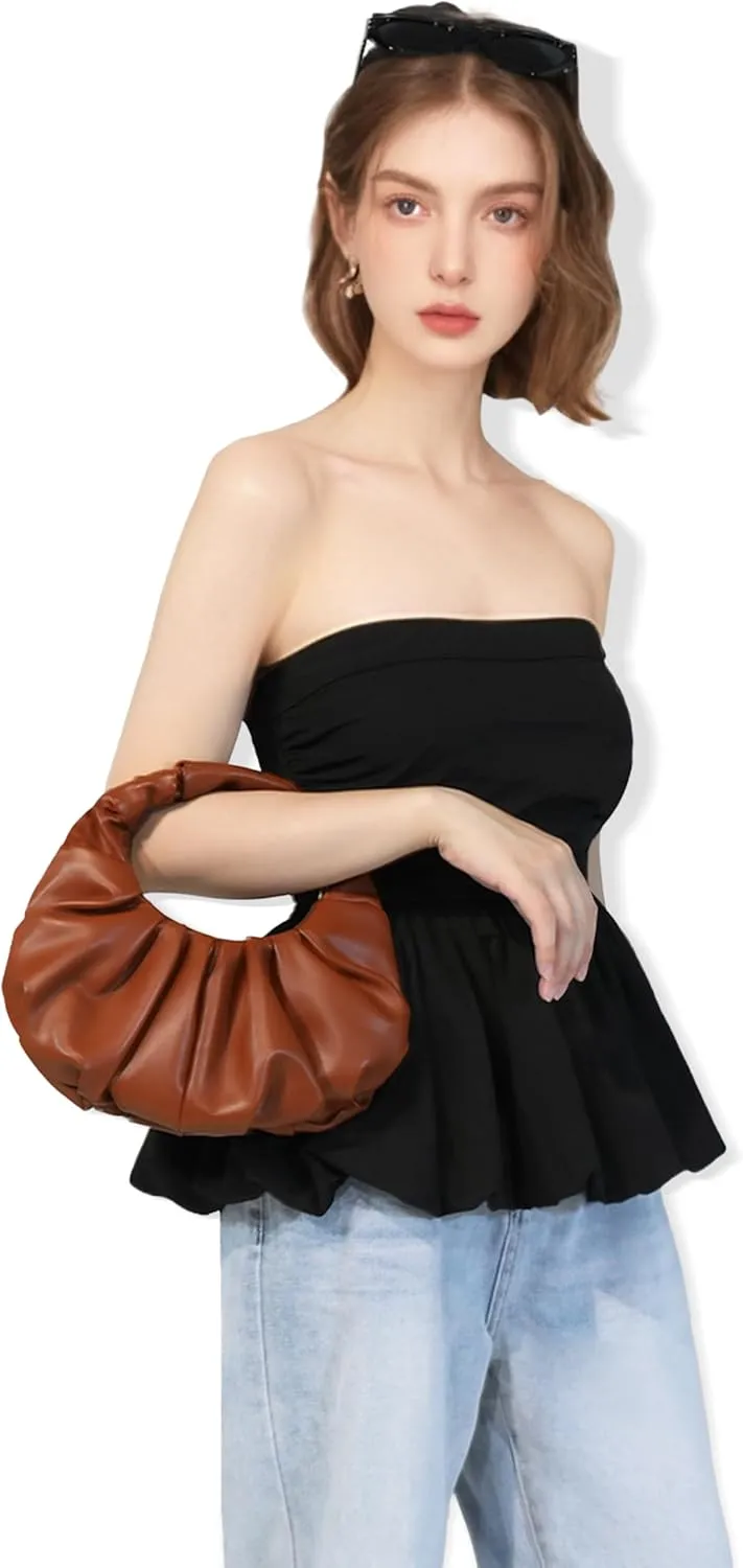 Clutch Purse for Women - Evening Clutch PU Leather Pleated Bag Designer Handbag for Party Prom Wedding