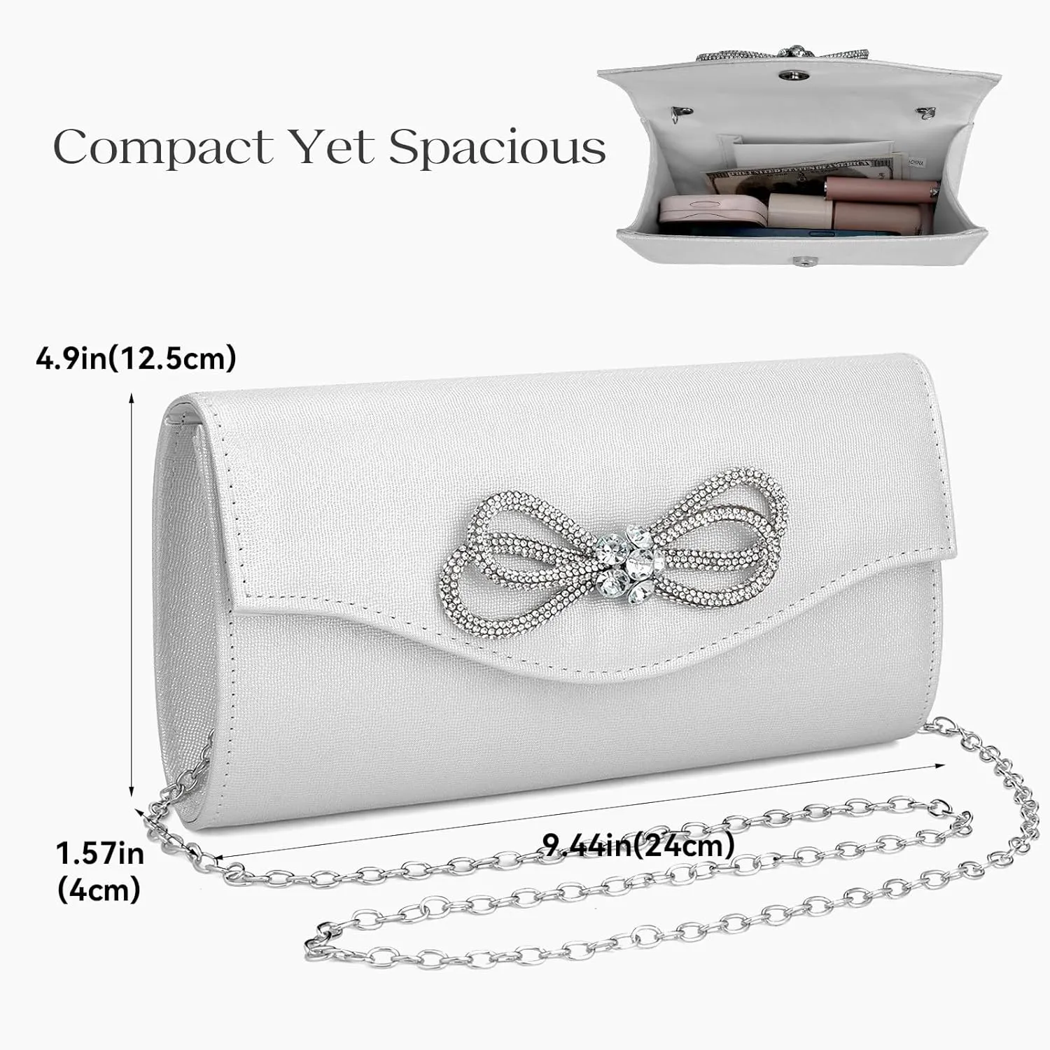 Clutch Purses for Women Evening Bag with Detachable Chain Small Sparkly Handbags for Party Wedding Evening Dress