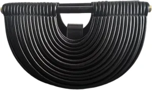 Clutch Purses for Women Evening/Wedding Chic Half Round Woven Bag Formal PU Leather Purse Designer Handbags for Party Prom