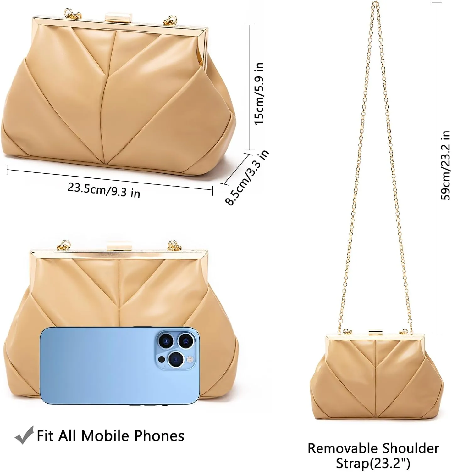 Clutch Purses for Women, PU Leather Evening Bag, Evening Handbags for Party, Prom, Wedding