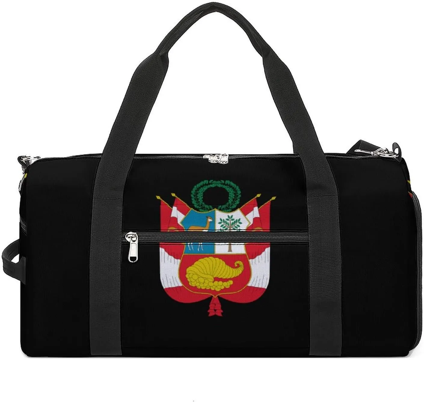 Coat of Arms of Peru Funny Gym Bag Travel Duffel Bags Carry On Weekender Overnight Bag for Women Men