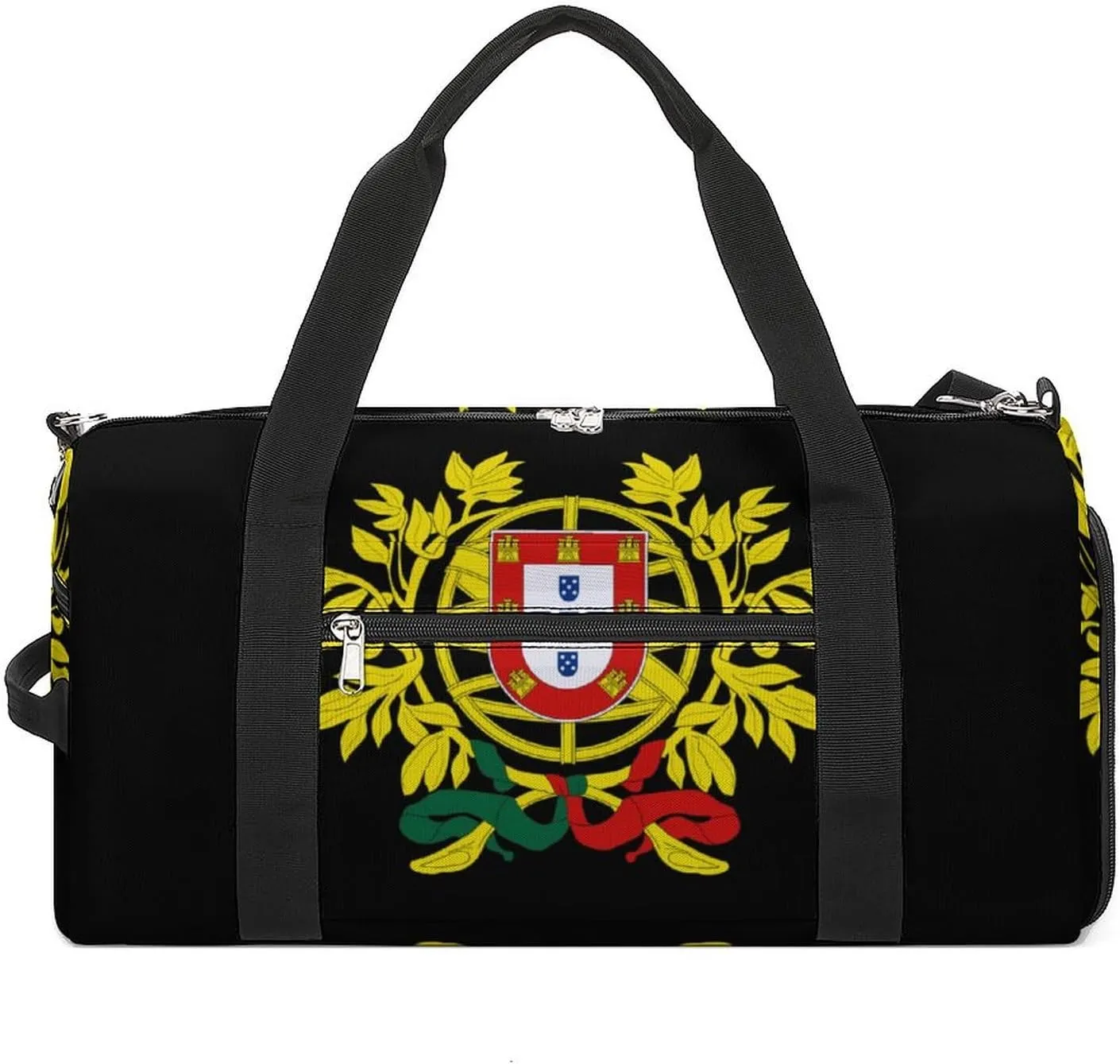 Coat of Arms of Portugal Funny Gym Bag Travel Tote Bag Duffel Bag with Shoe Compartment for Weekender Sports Vacation