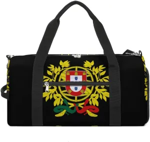 Coat of Arms of Portugal Funny Gym Bag Travel Tote Bag Duffel Bag with Shoe Compartment for Weekender Sports Vacation