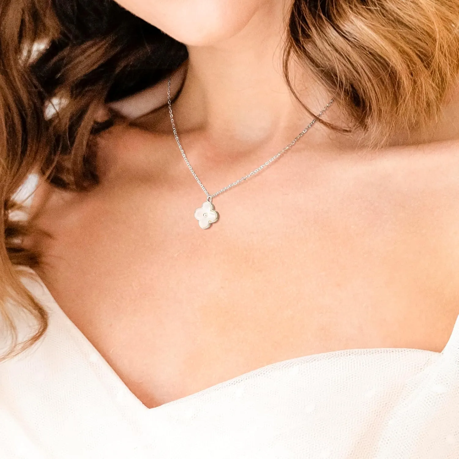 CoBi 18K Gold Silver Cubic Zirconia Station Butterfly Pendant Necklace for Women, Heart CZ Initial, Four Leaf Clover, Layered Double Cross, Chunky Cuban Link, Trendy Jewelry Everyday Wear, Gift Choice