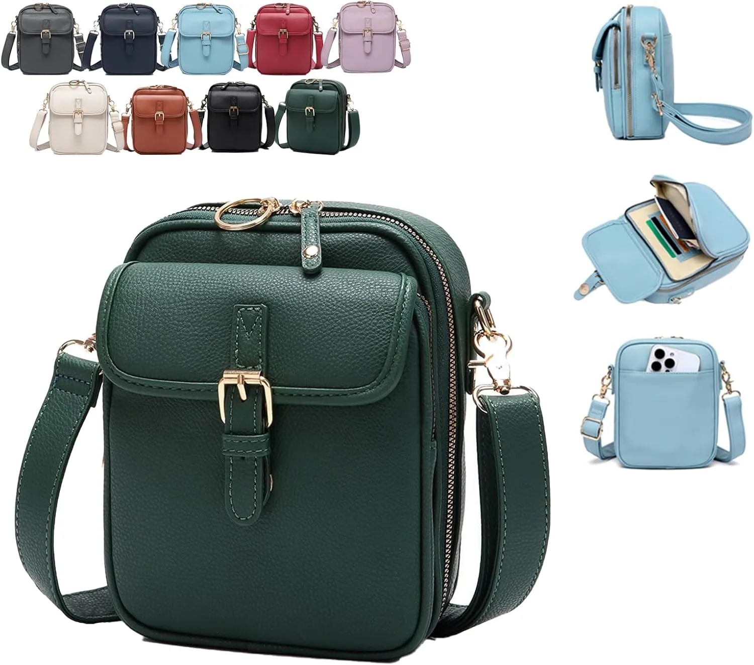Collaborate1 Crossbody Leather Bag,Urvashi Vintage Double Layer Crossbody Leather Bags,Tojoyride Large Capacity Mini Bag