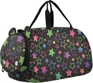 Colored Bright Neon Stars Duffel Bags for Boys Small Gym Bags for Teens Dance Bag for Girls