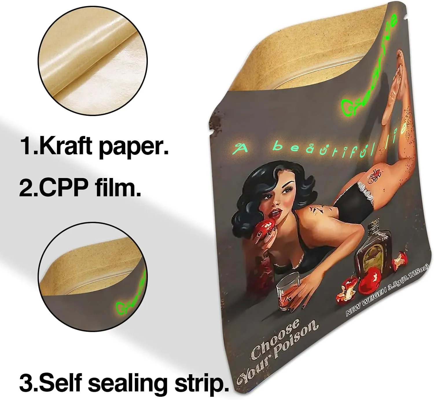 Colored Printing Kraft Paper Self Sealing 5.3 * 3.5 inches 100 piece Gift Kraft Paper, Candy, Biscuit, Party, Retail Product, Small Business Craft(JKIOO8005)