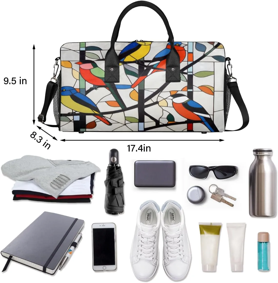 Colorful Birds Travel Duffle Bag for Women Men Foldable Waterproof Weekender Bag Carry on Tote for Overnight Sports Gym Birds
