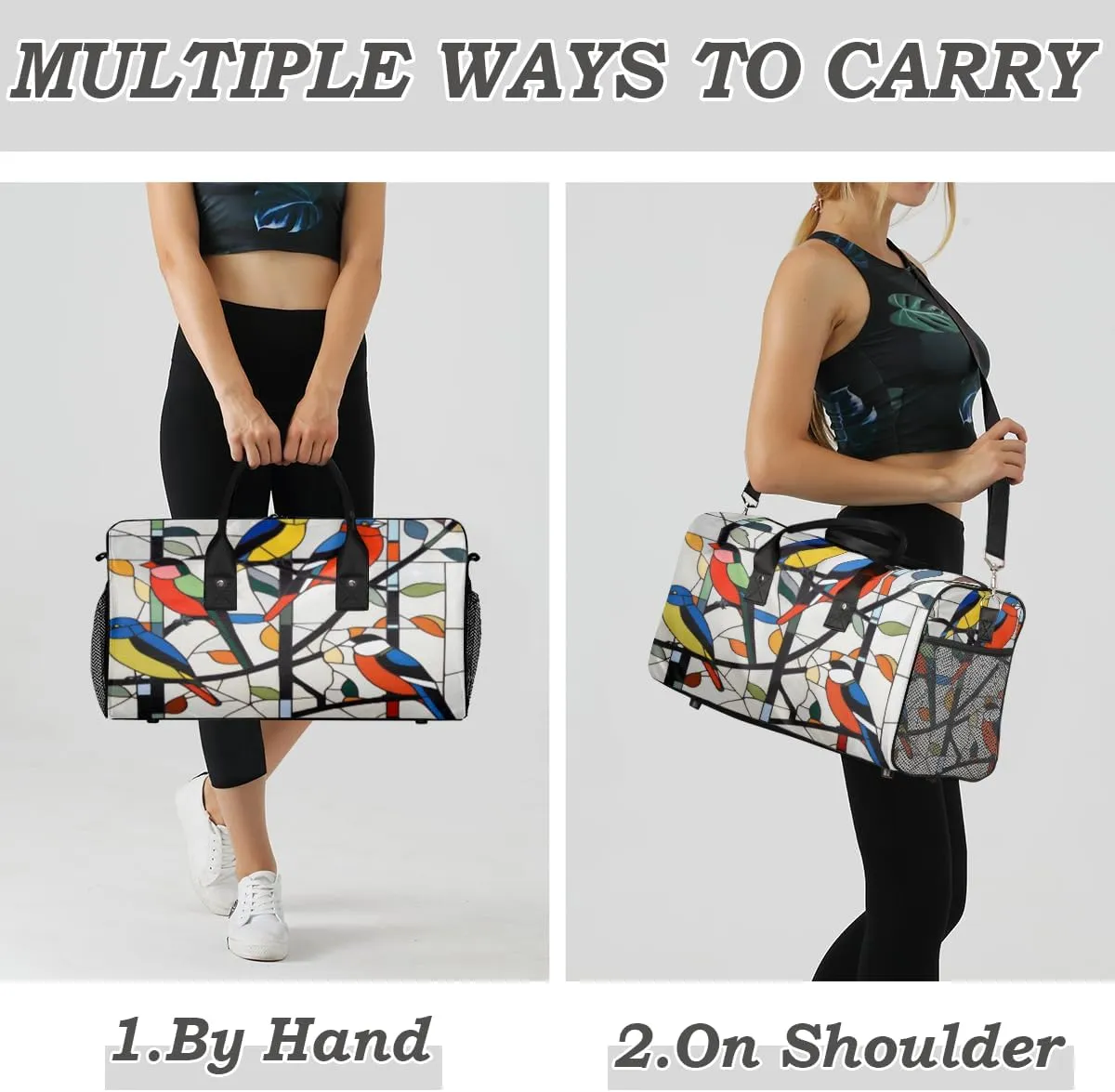 Colorful Birds Travel Duffle Bag for Women Men Foldable Waterproof Weekender Bag Carry on Tote for Overnight Sports Gym Birds