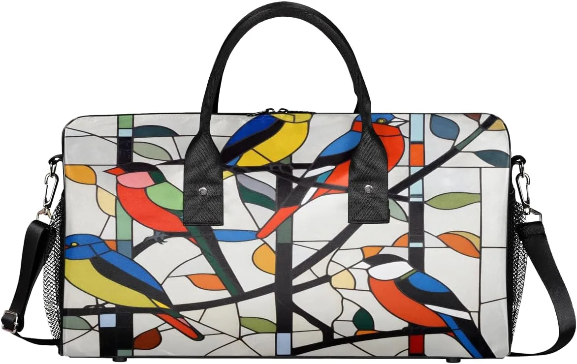 Colorful Birds Travel Duffle Bag for Women Men Foldable Waterproof Weekender Bag Carry on Tote for Overnight Sports Gym Birds