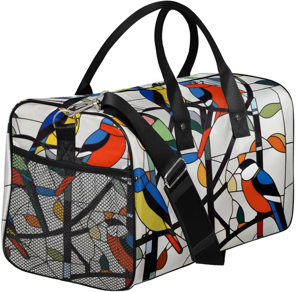 Colorful Birds Travel Duffle Bag for Women Men Foldable Waterproof Weekender Bag Carry on Tote for Overnight Sports Gym Birds