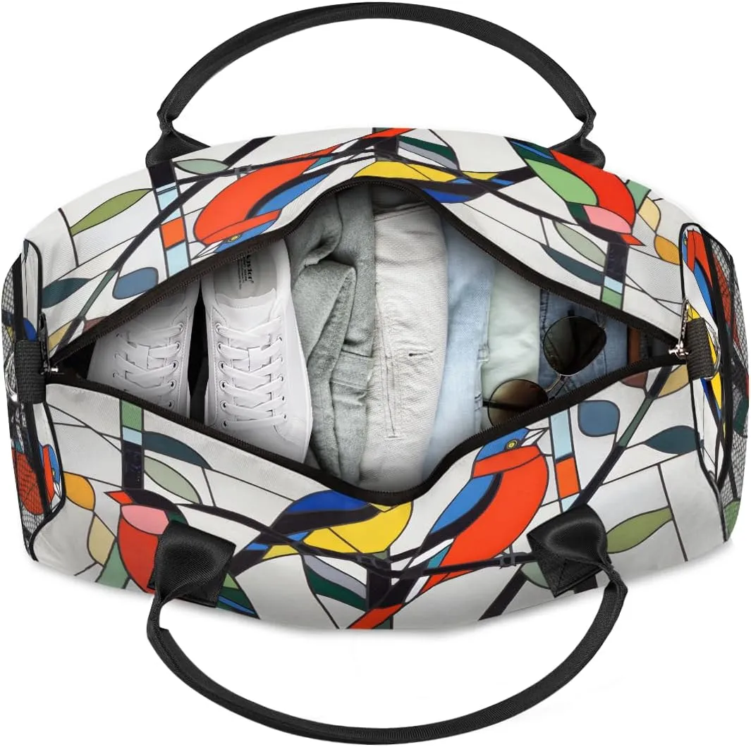 Colorful Birds Travel Duffle Bag for Women Men Foldable Waterproof Weekender Bag Carry on Tote for Overnight Sports Gym Birds