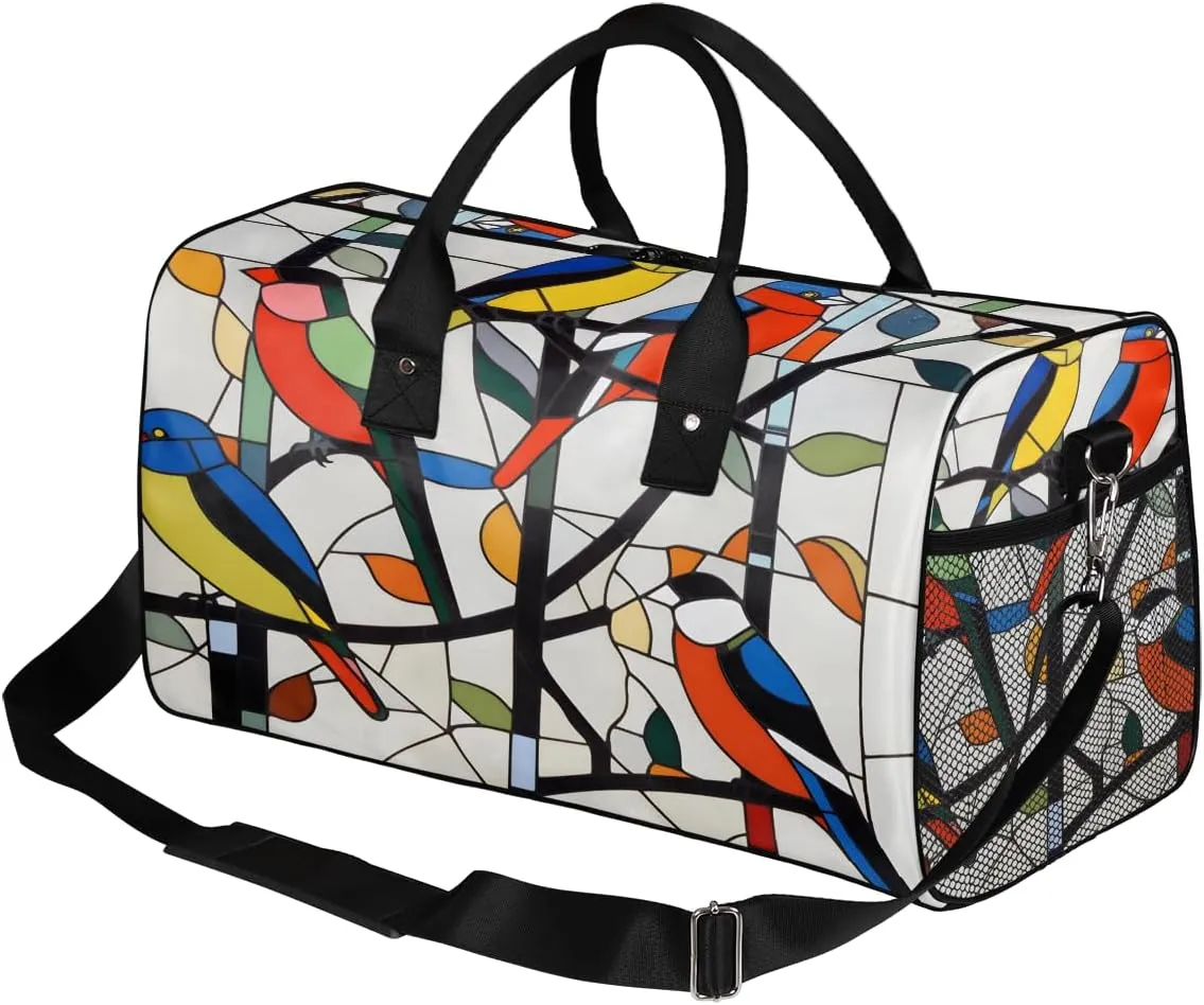 Colorful Birds Travel Duffle Bag for Women Men Foldable Waterproof Weekender Bag Carry on Tote for Overnight Sports Gym Birds