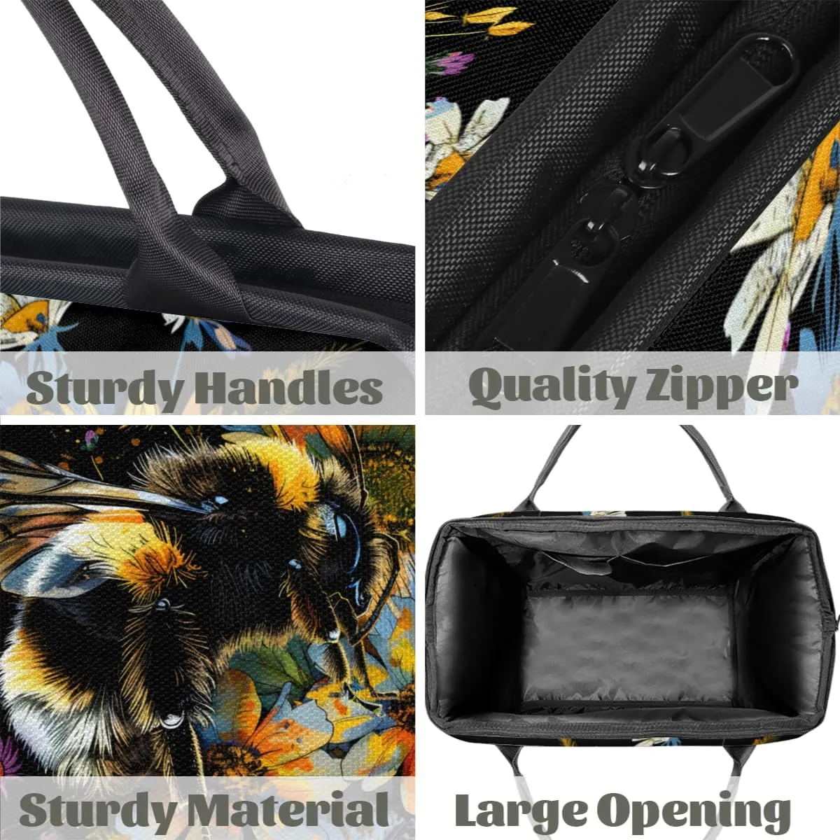 Colorful Flower Animal Bee Weekender Overnight Bag for Women Waterproof Carry On Travel Duffle Bags with Pocket Lightweight Sports Gym Tote Bag Large Luggage Workout Personal Item Hospital Bags